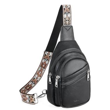 Imagem de Telena Bolsa tiracolo feminina de couro vegano, pochete feminina moderna com alça ajustável, 1 preto, Small, Bolsa tiracolo