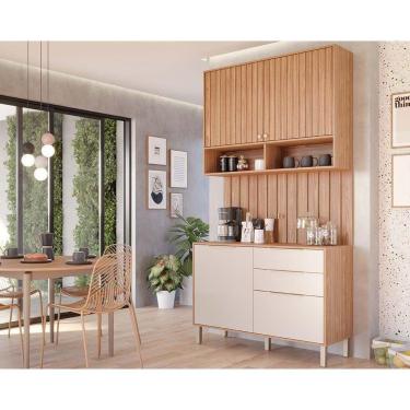 Imagem de Cozinha Completa 3 Peças Divina 1 Aéreo 1 Balcão Complemento Cz008 Freijó Off White