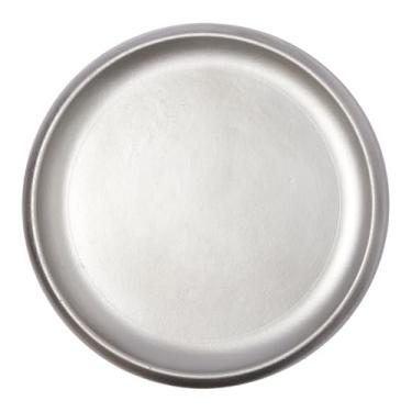 Imagem de DN DECONATION Bandeja de otomana prateada, bandejas decorativas redondas grandes para decoração de casa, bandejas de mesa de centro para perfume, joias, sala de estar, peça central de mesa, decoração