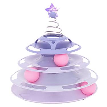 Imagem de Acouto Rolo de Brinquedo Interativo Base Antiderrapante de 3 Níveis para Plataforma Giratória Interativa Rebatidas de Brinquedo Perseguindo Golpes para Gatos Internos Suprimentos para Animais de