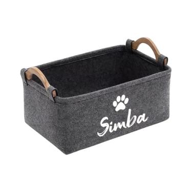 Imagem de Stgfyxgs Cesto Organizador de Brinquedos para Cães, Cesto Multifuncional com Alças, Grande Capacidade, Revestido em Feltro, para Guardar Brinquedos de Animais, Cinza Escuro