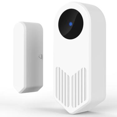 Imagem de UHPPOTE Alarme detector de contato de janela com sensor de porta 2,4 GHz WiFi sem fio com notificação de aplicativo Tuya para telefone - sem necessidade de hub - compatível com Alexa Google Assistant