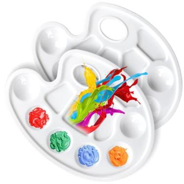 Imagem de Bandeja de paleta de pintura Fandamei Oval Plastic White 2 peças