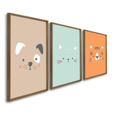 Imagem de Quadro Decorativo Infantil Mundo Animal Coala e Panda 3 Telas 60x90 pa