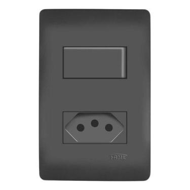 Imagem de Interruptor Simples 10a Tomada 2p+t 20a Habitat Black Fame