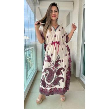 Imagem de Vestido Kaftan Indiano Longo Estampado Plus Size - Cod. 22171 - Aleci 