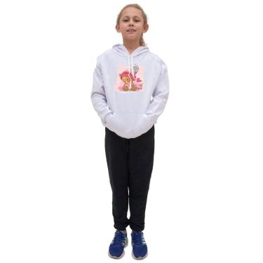 Imagem de Kit Conjunto Infantil Blusa Moletom Canguru Menina Estampa Ursinho e Calça Jogger Com Bolso