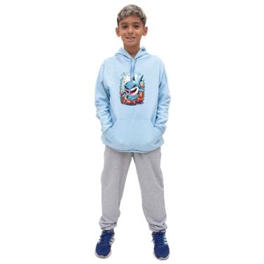 Imagem de Conjunto Infantil Menino Estampa Tubarao Blusa Canguru e Calça Moletom Toque Macio