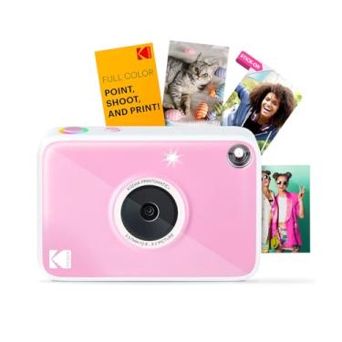 Imagem de Kodak Printomatic+ Câmera digital de impressão instantânea (rosa) 10 MP com indicador de status LED RGB interativo, imprime fotos coloridas em papel fotográfico Zink 5 x 7,6 cm com fundo adesivo
