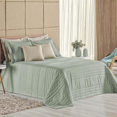Imagem de Kit Cobre Leito Colcha Dobby Queen 3 Peças Matelado 180 Fios - Verde Malva