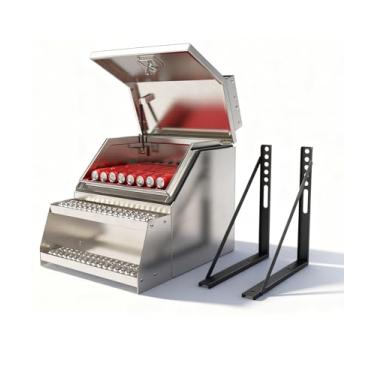 Imagem de Autoholic Caixa de degrau de caminhão, montagem lateral, caixa de degrau de 61 cm, tampa larga aberta, armazenamento lateral, adequado para semi reboque e estrutura de caminhão