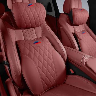 Imagem de Travesseiro de pescoço de carro de couro napa antimanchas para BMW New X3 X5 X2 X4 X1 X6 X7 2 3 4 5 7 8 Series IX almofada de pescoço encosto de cabeça, acessórios de almofada de algodão macio bolha