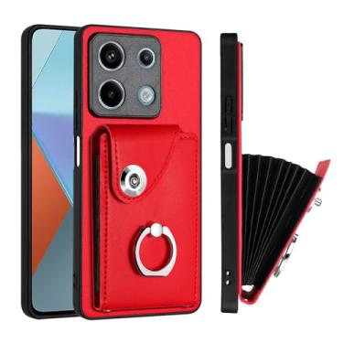 Imagem de COTDINFOR Capa para Xiaomi Redmi Note 13 5G Capa com suporte para cartão Fecho magnético Flip Folio com suporte de anel Capa carteira de couro durável para mulheres capa à prova de choque para Xiaomi