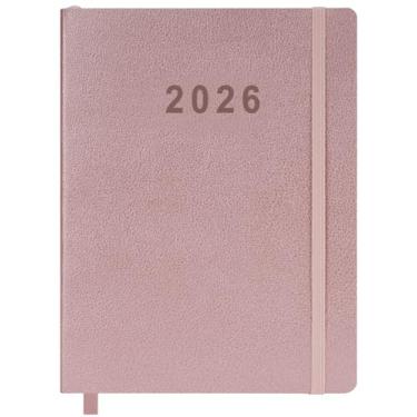 Imagem de Fan&Ran Planner 2025 8,5”x11”, planner semanal e mensal de janeiro a dezembro de 2025, capa de couro vegano, fecho elástico, ouro rosa