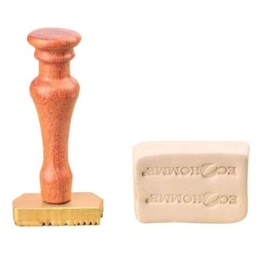 Imagem de Carimbo de argila personalizado feito à mão, carimbo de cerâmica personalizado com iniciais, molde de cerâmica de latão para assinatura, sabonetes e biscoitos (7 cm)