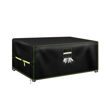 Imagem de VDISRR Capas para móveis de pátio, capa de sofá resistente Oxford 600D à prova d'água, capa de mesa de pátio com ventilação de ar, fivelas à prova de vento, cabe 152 cm C × 96 cm L × 71 cm A