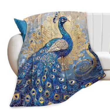 Imagem de Cobertor de pavão flanela animal pavão cobertor ultra macio aconchegante decoração cobertores presentes para crianças meninos meninas sofá cama 127 cm x 101 cm
