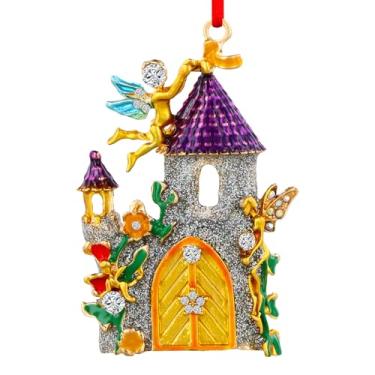 Imagem de Enfeites de Natal de castelo de metal 2025 - Ornamentos de lembrança de castelo de princesa de prata para decoração de árvore de Natal, presentes para crianças, meninas, meninos e mulheres