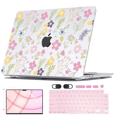 Imagem de Seanai Capa compatível com MacBook Air de 13,6 polegadas 2025 2024-2022 modelo A2681 A3113 A3240 M4 M3 M2 Chip, capa de teclado de plástico com estampa impressa para Mac M4 Air 13 Touch ID, flores