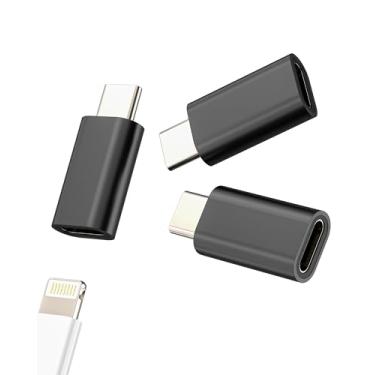 Imagem de Lightning fêmea para USB C macho (pacote com 3) para iPhone 16 15 Pro Max para conversor de cabo de iluminação Apple para iPad tipo C adaptador de carregador compatível com acessórios de conector