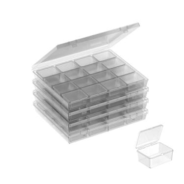 Imagem de HDZXLLW Organizador de contas – Organizadores de artesanato de plástico transparente com 64 compartimentos e caixa de armazenamento com tampa articulada segura, pingentes de joias e pintura de