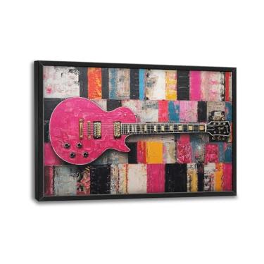 Imagem de Arte de parede de guitarra grande para sala de estar decoração de parede de guitarra grande Graffti instrumentos musicais imagens impressões em tela de música pintura decoração de arte para sala de