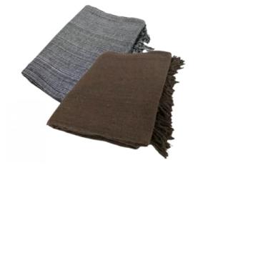 Imagem de Manta para Sofa Grande, Kit 2 Mantas Natal para Sofá 2,20 X 1,20m Gigante Algodão Protetor Decoração Natal(Preto Mesclado + Marrom E)