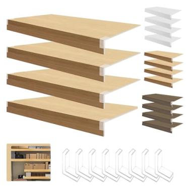 Imagem de Capas para prateleiras 83,8 x 40,6 x 5 cm, cor de madeira, 0,7 cm de espessura, 4 peças, fácil instalação, para armário de estudos e despensa