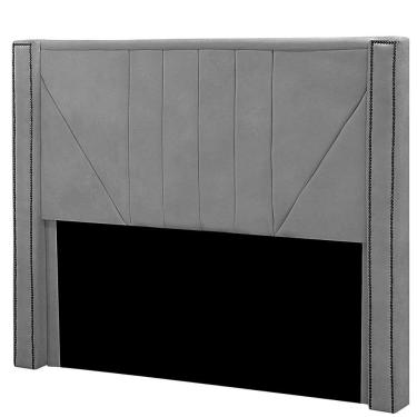 Imagem de Cabeceira Casal King Size Estofada Para Cama Box Toronto Veludo Cor Cinza Claro