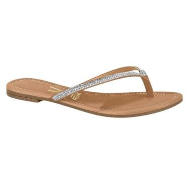 Imagem de Sandália Feminina Vizzano Rasteirinha Strass Estilo 6371.300, Camel, 3