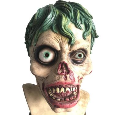 Imagem de Máscara de resina Zombie Clown Horror com cabelo verde e olhos vermelhos