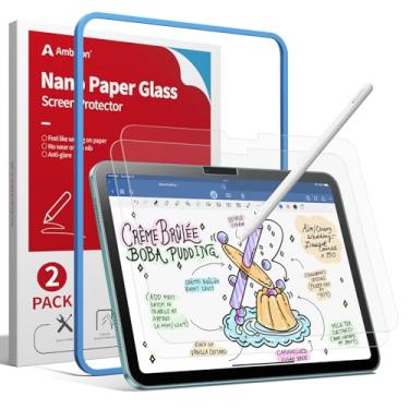 Imagem de Ambison Pacote com 2 protetores de tela com toque de papel para iPad Air de 11 polegadas M3 2025/M2 2024, escreva e desenhe como em papel, [vidro temperado 9H e resistente a arranhões], moldura de
