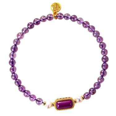 Imagem de Pulseira de ametista fina para mulheres, cristal roxo natural de 5 mm