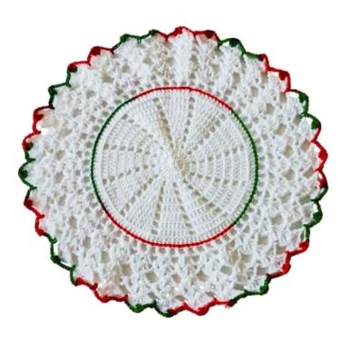 Imagem de Kit Com 6 Sousplat Em Crochê Artesanal 35Cm Branco