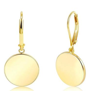Imagem de Brincos femininos banhados a ouro 18 K, formato geométrico, brincos hipoalergênicos, design minimalista moderno, Large, Aço inoxidável, Sem pedra preciosa
