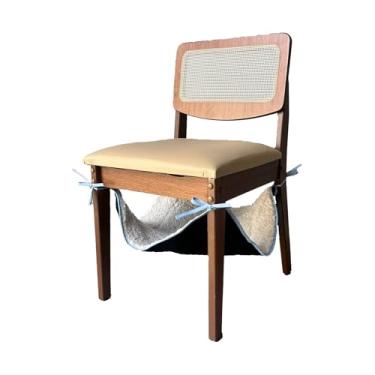 Imagem de Chiara Rede Suspensa para Gatos, Impermeável, Sherpa Palha e Azul, 55x55cm, Acessório para Cadeiras e Poltronas com Tiras Resistentes