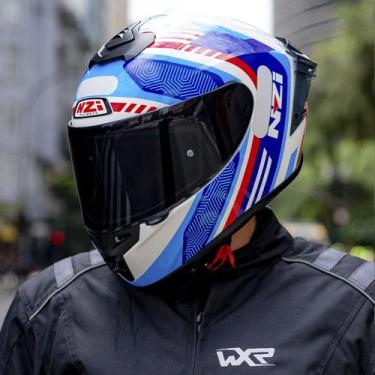 Imagem de Capacete Moto NZI Trendy 3 Stream Connected Branco/Vermelho/Azul - 58