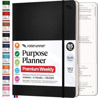 Imagem de Purpose Planner B5 Diário mensal semanal diário de produtividade 2024 ferramenta de negócios para definição de metas de saúde para profissionais, mães, estudantes, acadêmicos, caderno organizador