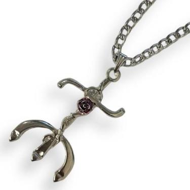 Imagem de Colar Corrente Maria Mulambo Tridente 5,50 Cm Niquel - Meta Atacado