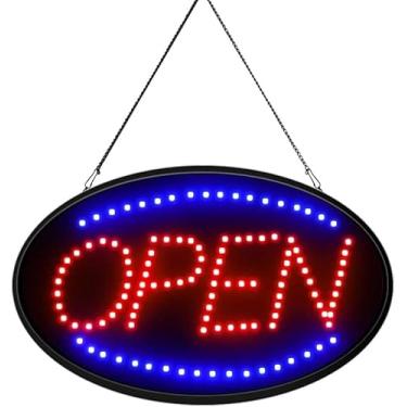 Imagem de Placa de LED neon jumbo 61 cm x 33 cm com movimento – "aberto" (vermelho/azul) B30