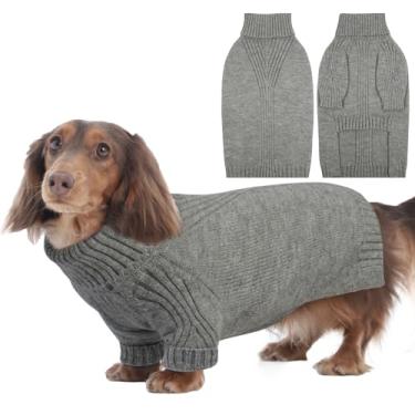 Imagem de IECOii Suéter de cachorro, suéter de cachorro para cães médios, meninas, meninos, suéter de Natal, moletom para animais de estimação, roupa de malha para férias, roupas quentes de malha de gola rolê