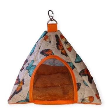 Imagem de Casa para Hamsters Periquitos e Calopsitas em Pano – Toca e Gaiola Segura para Agapornis e Twister (Borboleta colors,0,19cm x 0,19cm x 0,23cm)