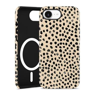 Imagem de Jusy Capa de telefone compatível com MagSafe com estampa de leopardo de bolinhas para iPhone 16e, capa protetora de TPU macio magnético de luxo moderno e policarbonato rígido para mulheres e meninas