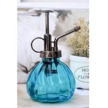 Imagem de Ebristar Spray de água de vidro decorativo estilo vintage de 16,5 cm de altura com bomba superior pequena regador (azul)