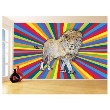 Imagem de Papel De Parede Animais Pop Art Leão Rei Selva 3,5M Pxa42 - Você Decor