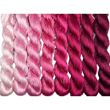 Imagem de RUSHIGUAN 100% pura natureza amoreira fio de seda acessório de joias flores artificiais ponto cruz bordado fio diy kits de costura 8 cores gradientes 110 m cada (9)