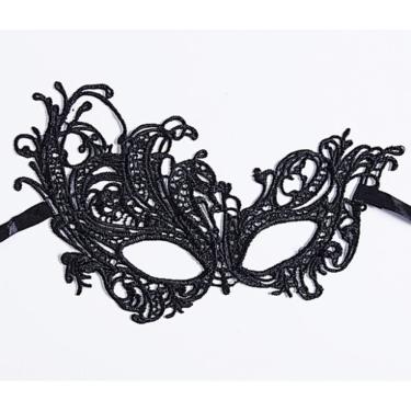 Imagem de Máscara Feminina Em Renda Phoenix Preta Baile Festas