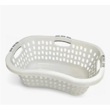 Imagem de Cesto Plástico Telado Organiza Lavanderia Roupa Suja Limpa Branco Liso