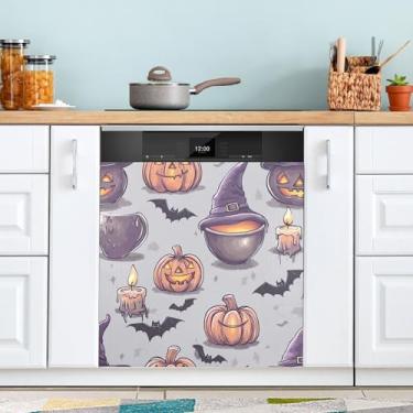 Imagem de ATTX Capa magnética para lava-louças Halloween Pumpkins, 58,4 cm C x 66 cm A, decoração da capa da máquina de lavar louça, decalques de armário doméstico e eletrodomésticos adesivos #81