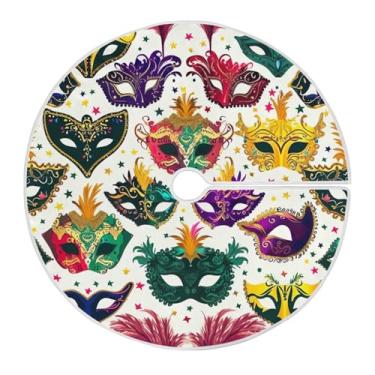 Imagem de Blueangle Saia de poliéster macio com estampa de máscaras de carnaval de 118 cm para decoração de carnaval (47)